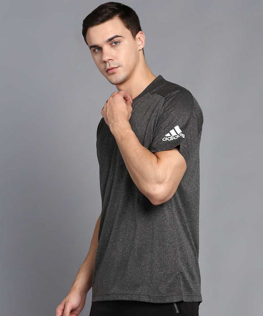 ADIDAS Self Design Men Round Neck Grey T-Shirt