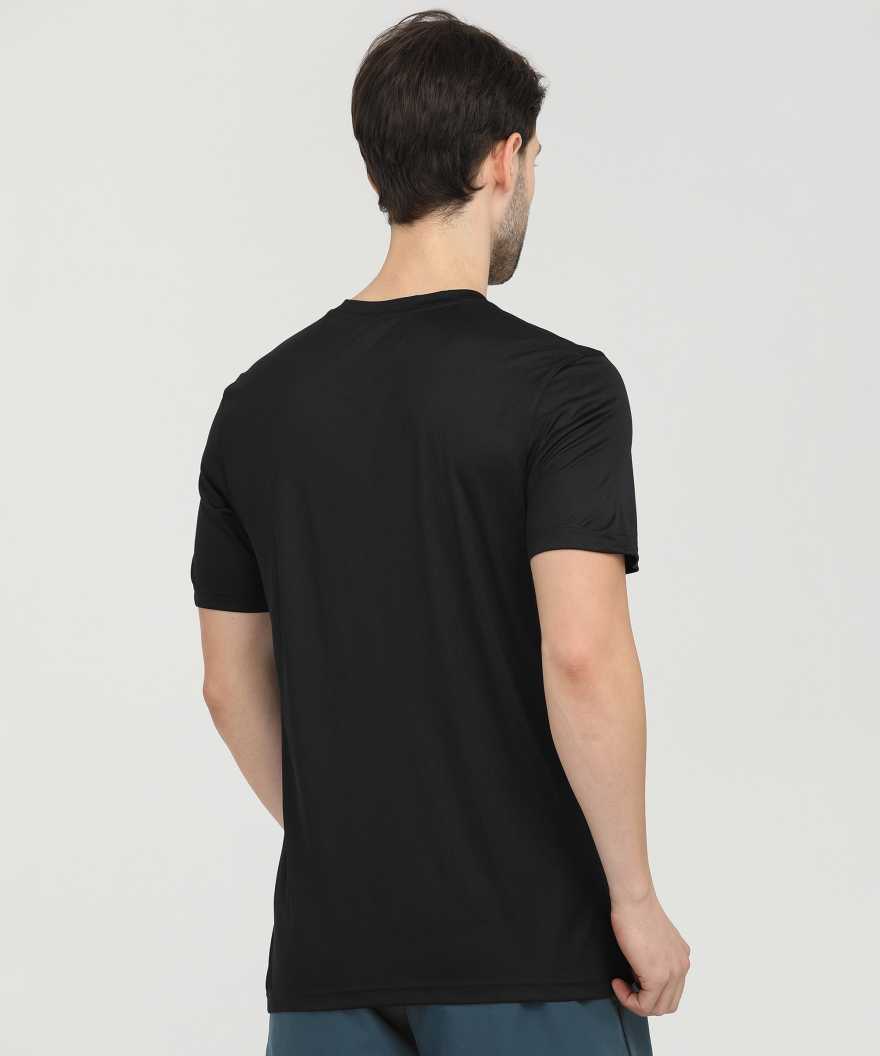 REEBOK Solid Men Round Neck Black T-Shirt
