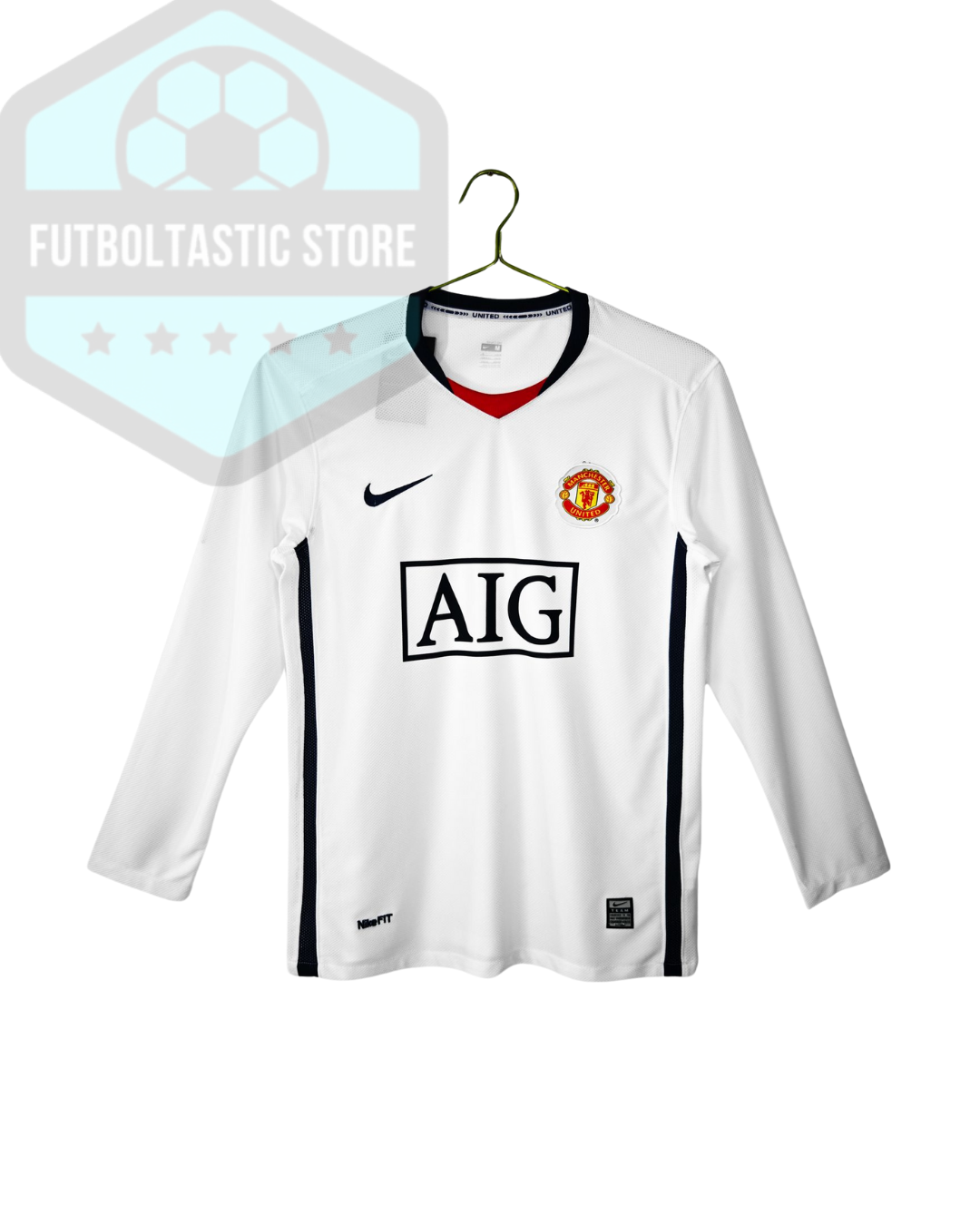 Manchester United White Long Stripes Retro Jersey