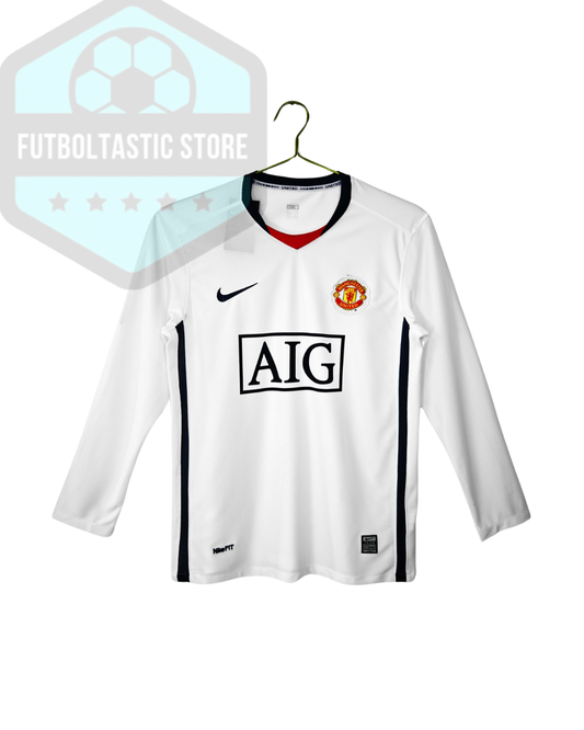 Manchester United White Long Stripes Retro Jersey