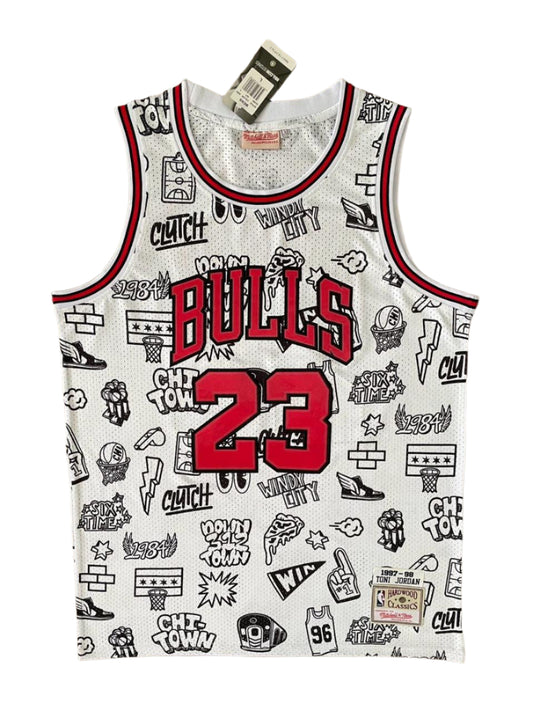 Michael Jordan Chicago Bulls NBA (Doodle Art White)