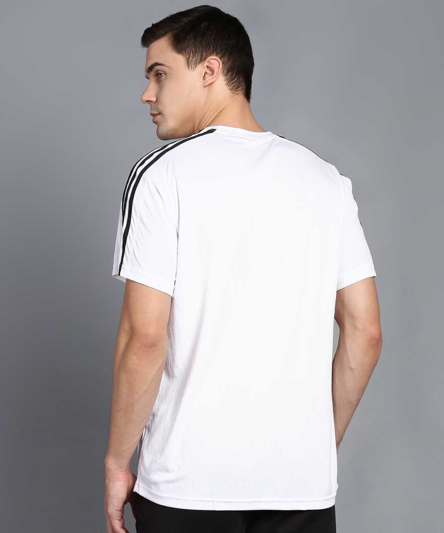 ADIDAS Self Design Men Round Neck White T-Shirt