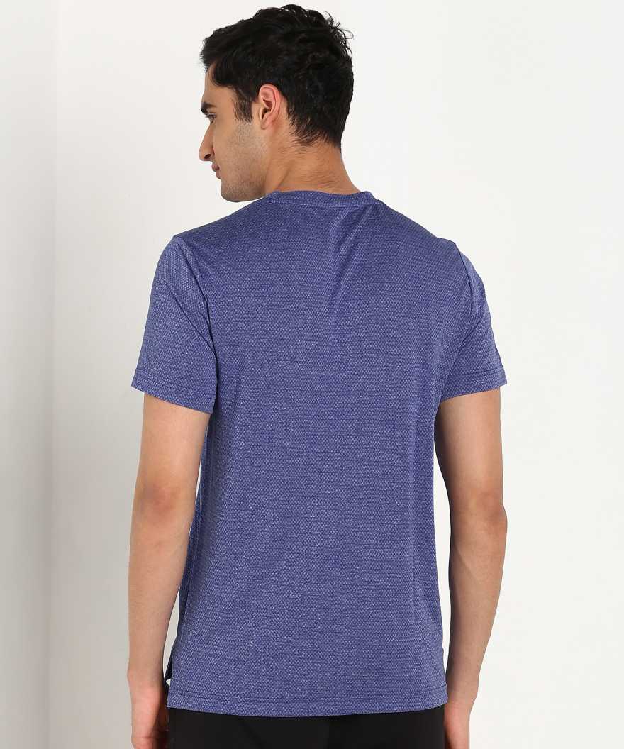 REEBOK Self Design Men Round Neck Blue T-Shirt