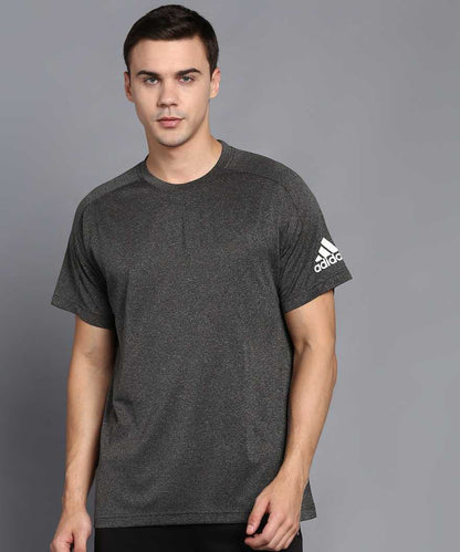 ADIDAS Self Design Men Round Neck Grey T-Shirt