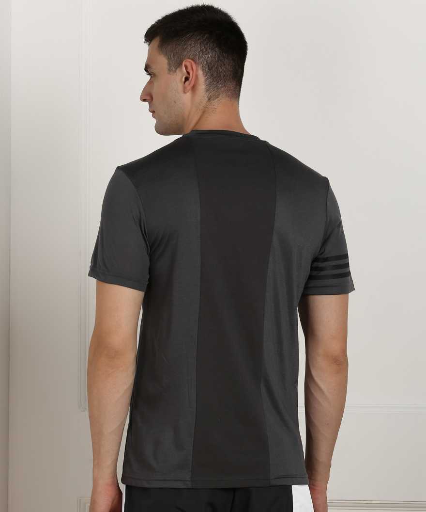 ADIDAS Solid Men Round Neck Grey T-Shirt