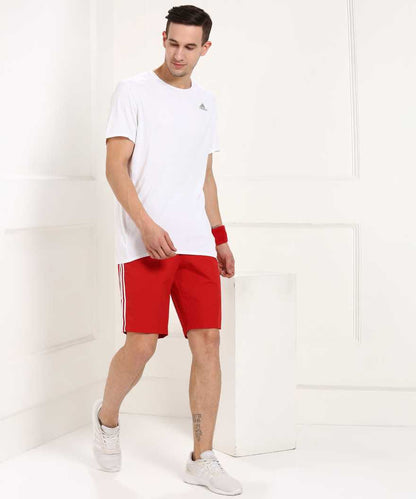 ADIDAS Self Design Men Round Neck White T-Shirt