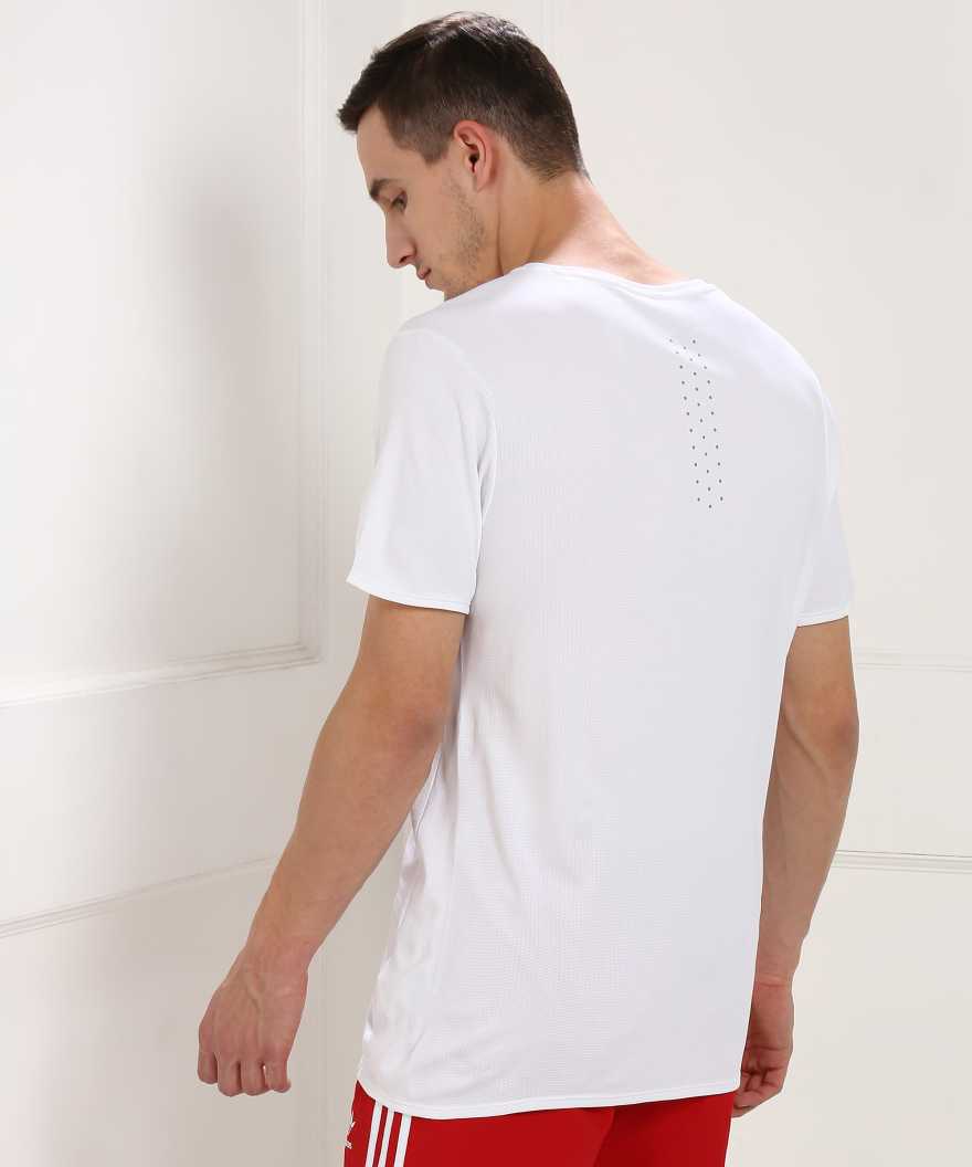 ADIDAS Self Design Men Round Neck White T-Shirt