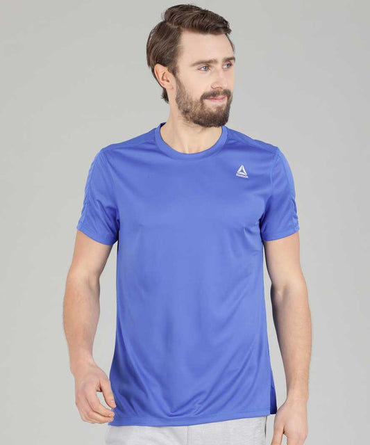 REEBOK Color Block Men Round or Crew Blue T-Shirt