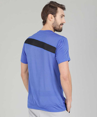 REEBOK Color Block Men Round or Crew Blue T-Shirt